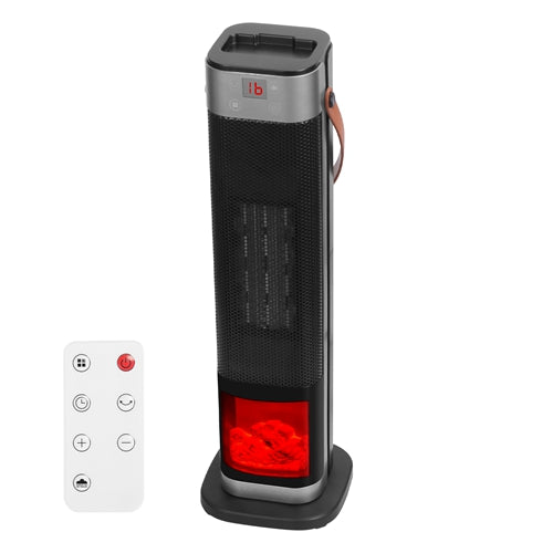 1500W Oscillating Ceramic Tower Space Heater – Portable Electric Heater with 3D Flame, 3 Wind Modes, Remote, 12H Timer & Overheat Protection