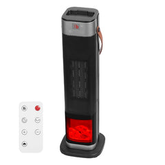 1500W Oscillating Ceramic Tower Space Heater – Portable Electric Heater with 3D Flame, 3 Wind Modes, Remote, 12H Timer & Overheat Protection