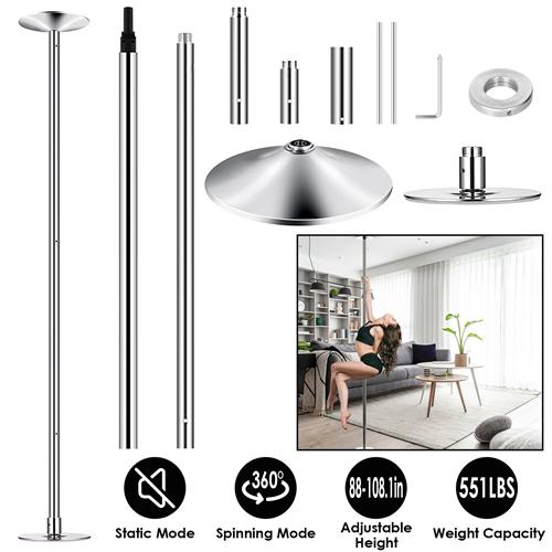 Professional 45mm Stripper Dance Pole – Spinning & Static, Adjustable Height, 551lbs Capacity for Fitness & Home Use