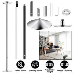 Professional 45mm Stripper Dance Pole – Spinning & Static, Adjustable Height, 551lbs Capacity for Fitness & Home Use