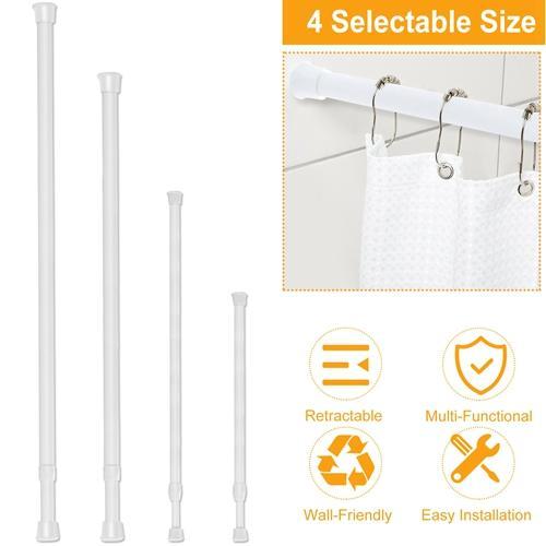 Heavy-Duty Spring Tension Curtain Rod – Adjustable Steel Shower & Window Pole, No Drilling, 4 Sizes up to 200cm – Ideal for Bathroom, Wardrobe, Kitchen, Balcony Rubber Hanging