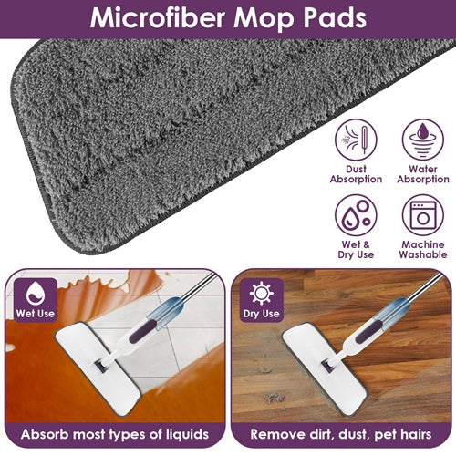3-in-1 Spray Mop for Hardwood & Tile Floors – 12oz Refillable Bottle, 3 Washable Pads, Wet & Dry Use
