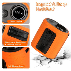 5-in-1 Wearable Waist Clip Fan with Flashlight – 10000mAh Rechargeable Turbo Fan with 5 Speeds, Hands-Free Belt & Neck Fan for Camping, Travel & Outdoors