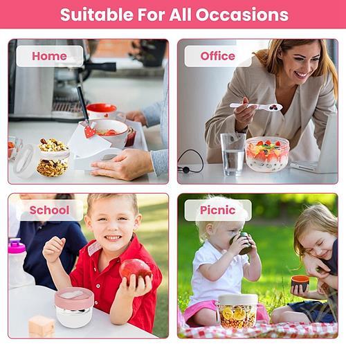 Overnight Oats Jars with Lids & Spoons – 4Pcs 20oz Leak-Proof Containers for Yogurt, Fruit, Salad & Cereal