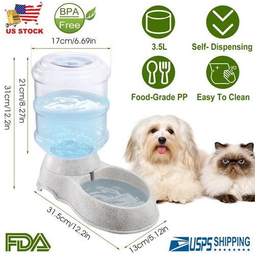 3.5L/1 Gallon Self-Dispensing Pet Waterer – Automatic Gravity Feeder for Cats and Dogs