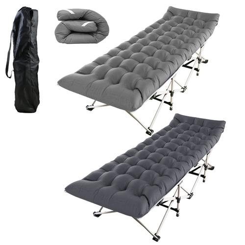 Portable Folding Camping Cot – Collapsible Bed with 440lbs Max Load & 2-Sided Soft Pad for Travel & Guests