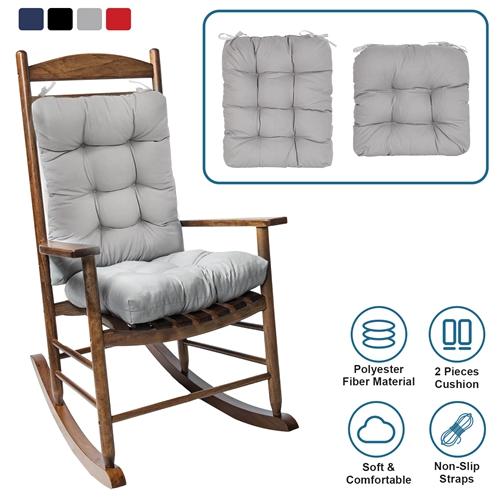 Rocking Chair Cushion Set – 2-Piece Back and Seat Cushions with Non-Slip Ties, Polyester Fiber Filling, Comfortable for Indoor, Home, Office, and Car