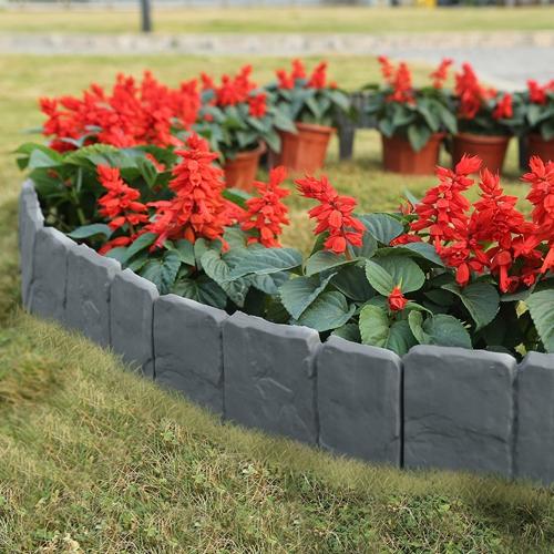 20 PCS Decorative Cobbled Stone Effect Garden Edging – Durable Plastic Lawn Border