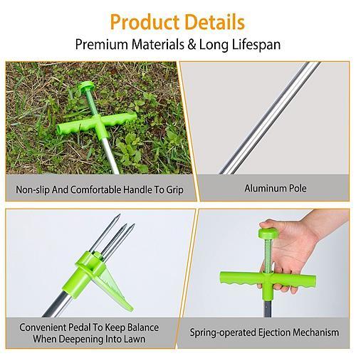 Stand-Up Weed Puller Tool – 3-Claw Root Remover with Long Handle & Foot Pedal (38.98")