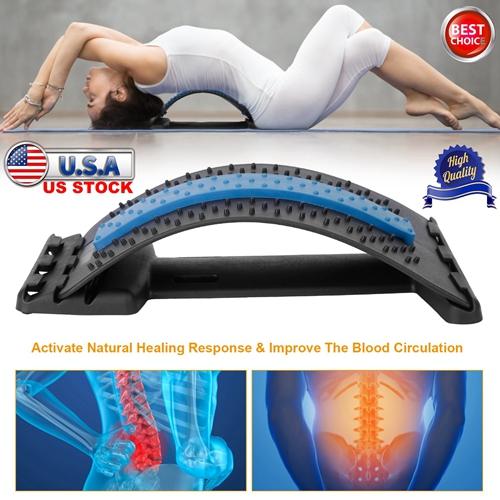 Back Massage Stretching Device – Multi-Level Lumbar Spinal Support Stretcher for Herniated Disc & Upper/Lower Back Pain Relief Body Care Comfort Blue