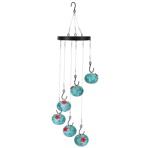iMountek Hummingbird Feeder with Wind Chimes – Ant & Bee Proof Hanging Bird Feeder for Outdoor Garden & Patio