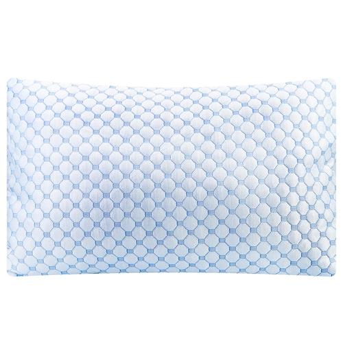 Cooling Memory Foam Pillow – Ventilated Soft Bed Pillow with Gel-Infused Cooling Foam, Heat & Moisture Reducing Cooling Fiber, Breathable & Machine Washable – Queen Size