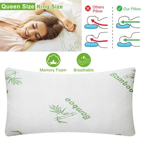 Bamboo Shredded Memory Foam Pillow – Hypoallergenic Bed Pillow for Head & Neck Support with Washable Cover