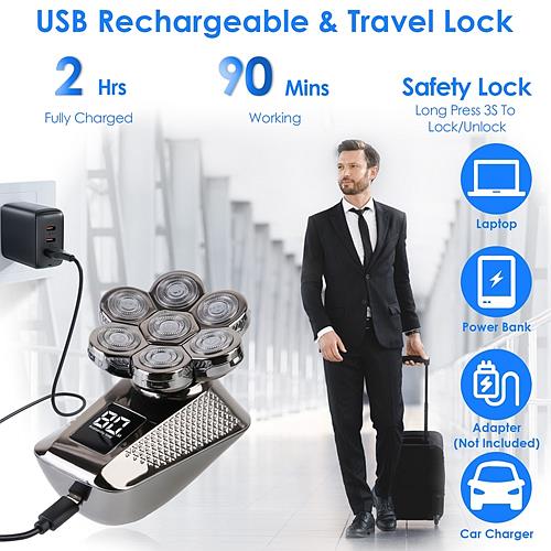Ultimate 7D Bald Head Shaver – 5-in-1 Grooming Kit for Men, IPX6 Waterproof, Cordless & Rechargeable