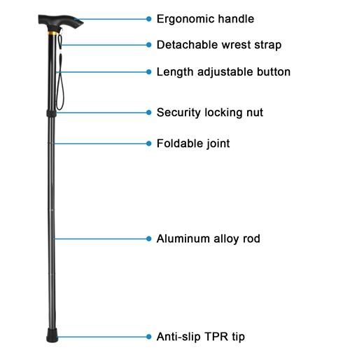 Premium Adjustable Folding Aluminum Walking Cane – Lightweight, Anti-Slip & Travel-Friendly