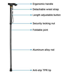 Premium Adjustable Folding Aluminum Walking Cane – Lightweight, Anti-Slip & Travel-Friendly