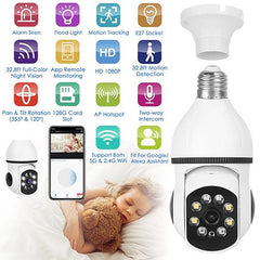 E27 WiFi Smart Bulb Camera 1080P FHD with Pan & Tilt, Two-Way Audio, Full Color Night Vision, Motion Tracking & Flood Light – Smart Security Surveillance