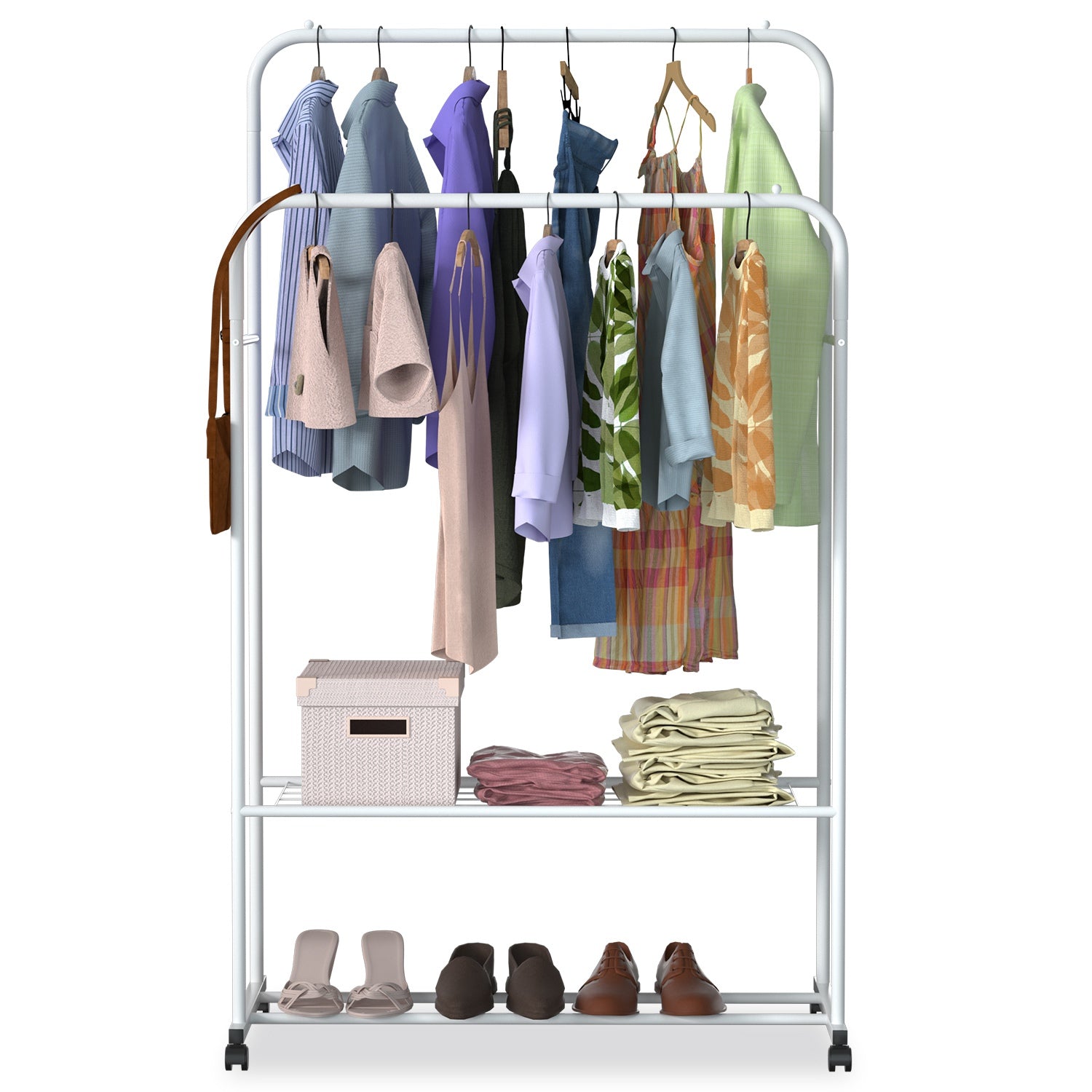 Stylish Garment Hanging Rack with Rolling Wheels – Organize Your Clothes & Accessories