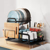 Space-Saving 2-Tier Dish Rack with Drainboard – Detachable Kitchen Organizer with Utensil Holder, Bowl Rack & Chopping Board Stand