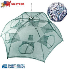 Portable 6-Sided Fishing Trap Net – Foldable Bait Trap for Shrimp, Minnow, Crab, and Crayfish with 6 Holes, Automatic Cast Mesh