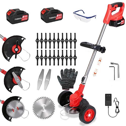 3-in-1 Cordless Grass Trimmer with Wheels – Adjustable Head, Telescopic Shaft & Rechargeable Battery