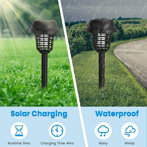 4-Pack Solar Mosquito Zapper Torch – Outdoor Waterproof Bug Killer with UV & White Light for Yard, Garden, Farm & Patio