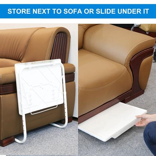 Foldable Tray Table – Portable Adjustable Sofa TV Tray with 6 Heights & 3 Angles for Laptop, Eating, Coffee, & More