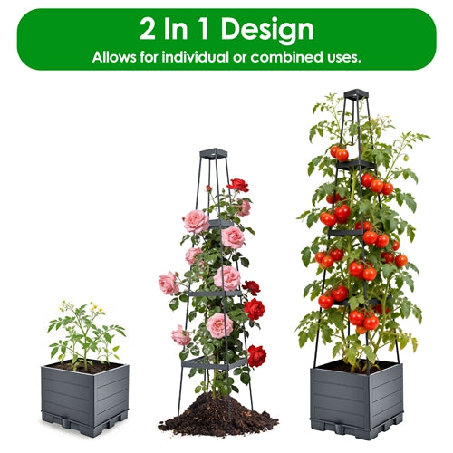 iMountek 2-Pack Raised Garden Bed with Trellis – 56” Self-Watering Planter Box for Tomatoes, Vegetables, Indoor & Outdoor Gardening