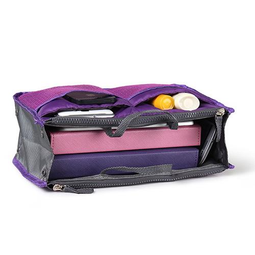 Women’s Travel Handbag Organizer Insert – Makeup Bags, Toiletry Purse Liner with Hand Strap