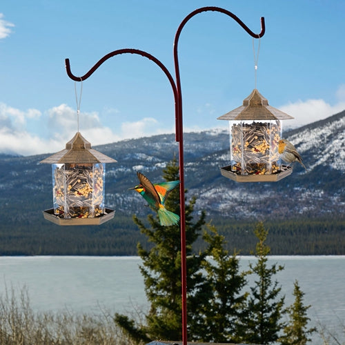 LakeForest Hanging Gazebo Bird Feeder – Outdoor Wild Bird Seed Station with 6 Feeding Ports, Large Capacity, Weatherproof Design for Garden & Patio