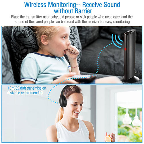 iMountek Wireless RF Over-Ear Headphones – HiFi Stereo TV Headset with Transmitter & 98ft Range