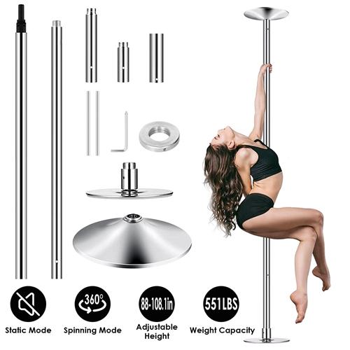Professional 45mm Stripper Dance Pole – Spinning & Static, Adjustable Height, 551lbs Capacity for Fitness & Home Use