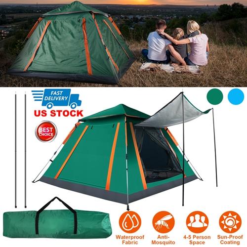 4-5 Person Camping Tent – Waterproof Outdoor Tent with 2 Mosquito Net Windows & Carrying Bag for Hiking, Climbing & Fishing