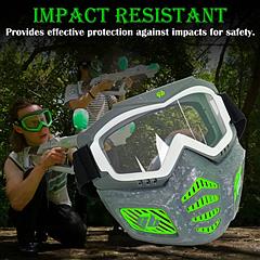 Gel Blaster Glow-in-the-Dark Elite Full Face Tactical Mask with Detachable Goggles & Adjustable Headband