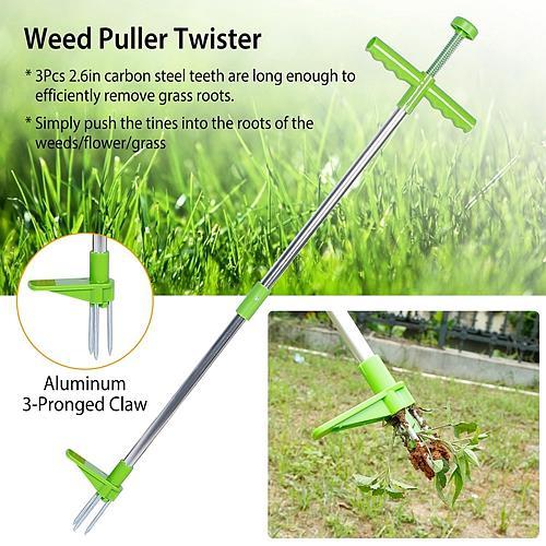Stand-Up Weed Puller Tool – 3-Claw Root Remover with Long Handle & Foot Pedal (38.98")