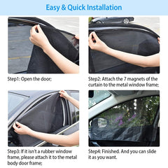 iNova Magnetic Car Sun Shades (4-Pack) – UV Protection & Heat Blocker for Kids and Baby | Front & Rear Window Privacy Screens