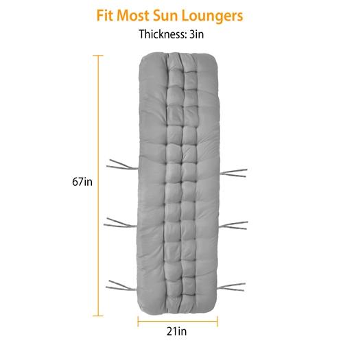 67x22in Chaise Lounger Cushion – Comfortable Recliner Rocking Chair Sofa Mat – Deck Chair Cushion for Outdoor & Indoor Relaxation