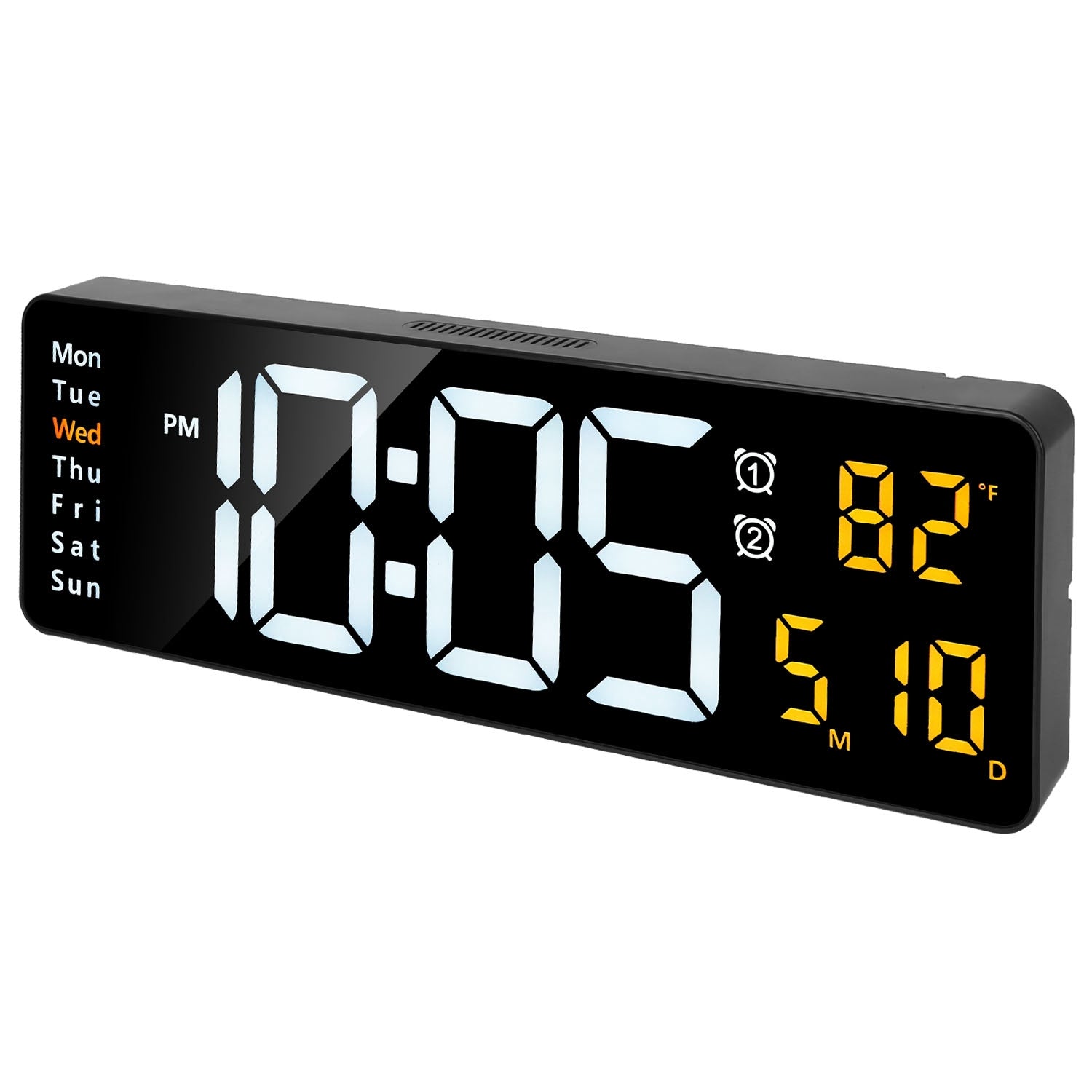 15.7in LED Digital Wall Clock with Remote, Adjustable Brightness, Alarms & Temperature Display