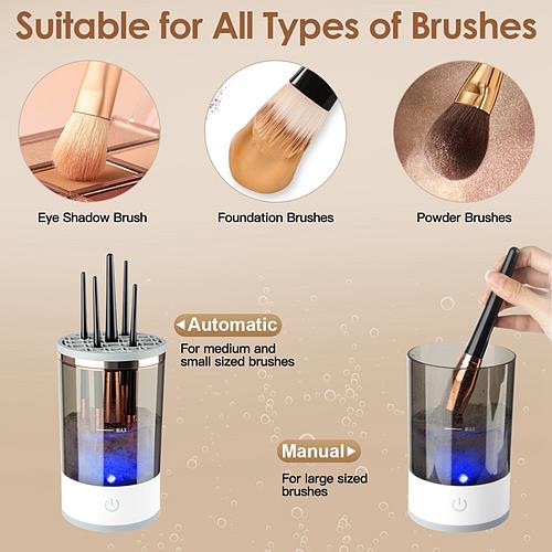 3-in-1 Automatic Makeup Brush Cleaner – USB Powered Brush Washing & Drying Machine with Storage