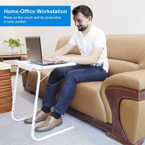 Foldable Tray Table – Portable Adjustable Sofa TV Tray with 6 Heights & 3 Angles for Laptop, Eating, Coffee, & More