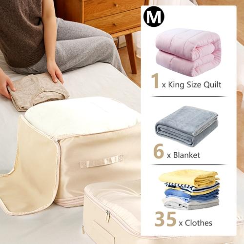 Large Foldable Storage Bag for Comforters, Quilts, Blankets, Pillows & Bedding – Self-Compression Organizer for Closet Storage with Durable Zipper Yellow
