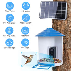 Smart Bird Feeder with 1080P HD WiFi Camera, Solar Powered